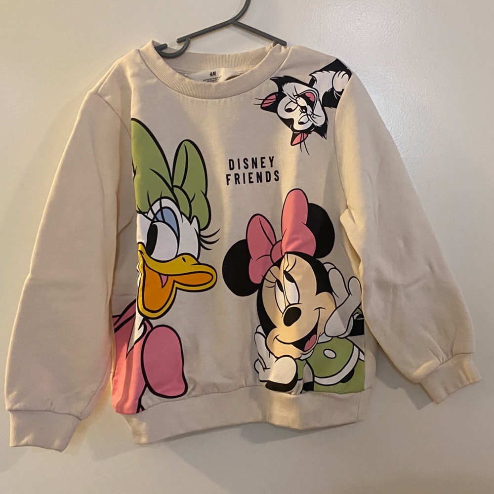 Disney Kids Sweatshirt - Cream w/ Pink, Green, & Black Accents Girls Size 6x/7